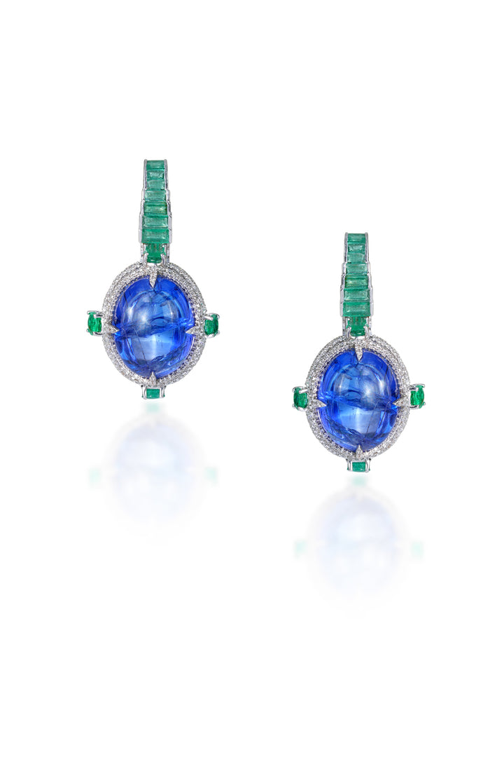 Ethereal Elegance Tanzanite and Emerald Earrings