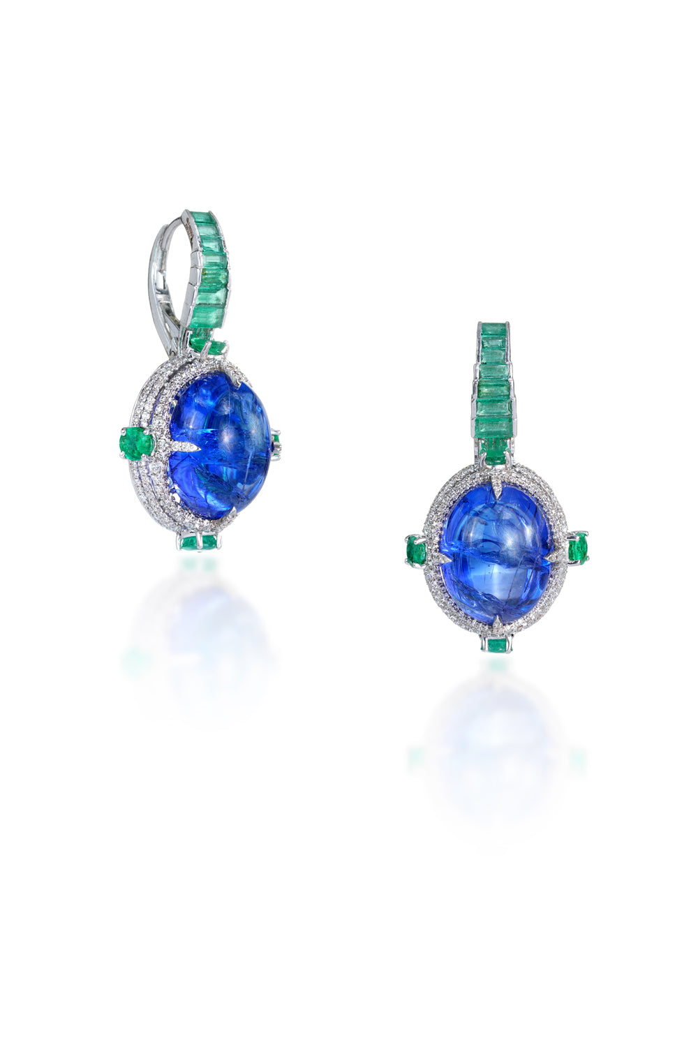 Ethereal Elegance Tanzanite and Emerald Earrings