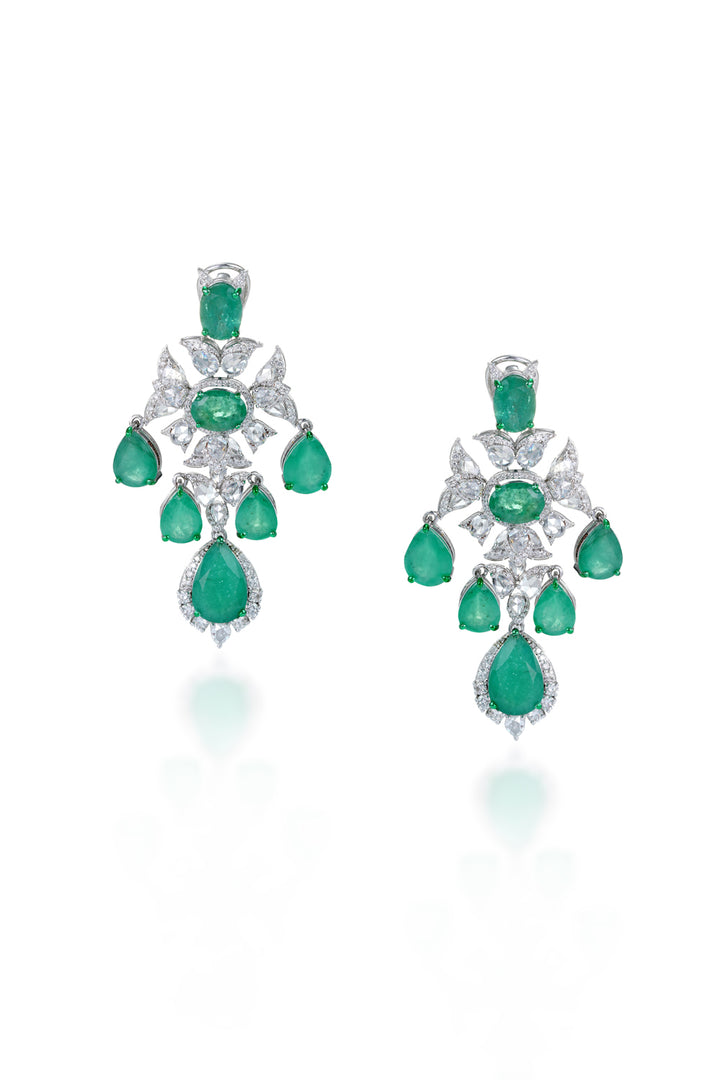Emerald Enchantment Rosettes Earring